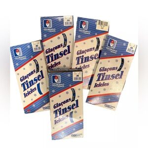 VINTAGE New Doubl Glo Tinsel Foil Icicles By NOMA. 5 Boxes. 1500 Strands/Box.